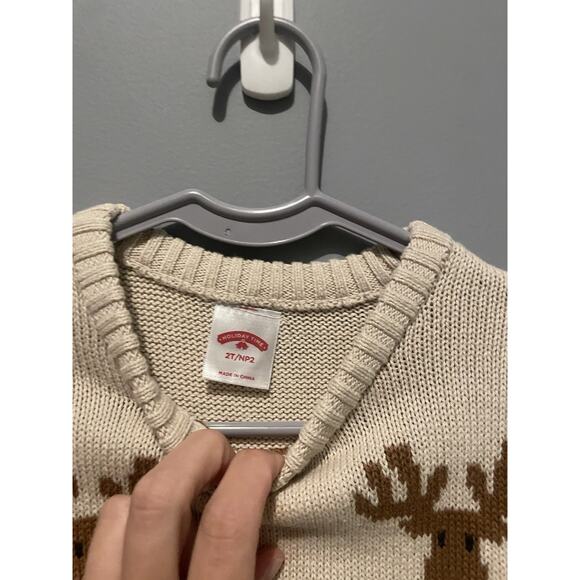 Ugly Christmas Sweater Beige Santa Reindeer Toddler Size 2T - Picture 2 of 4